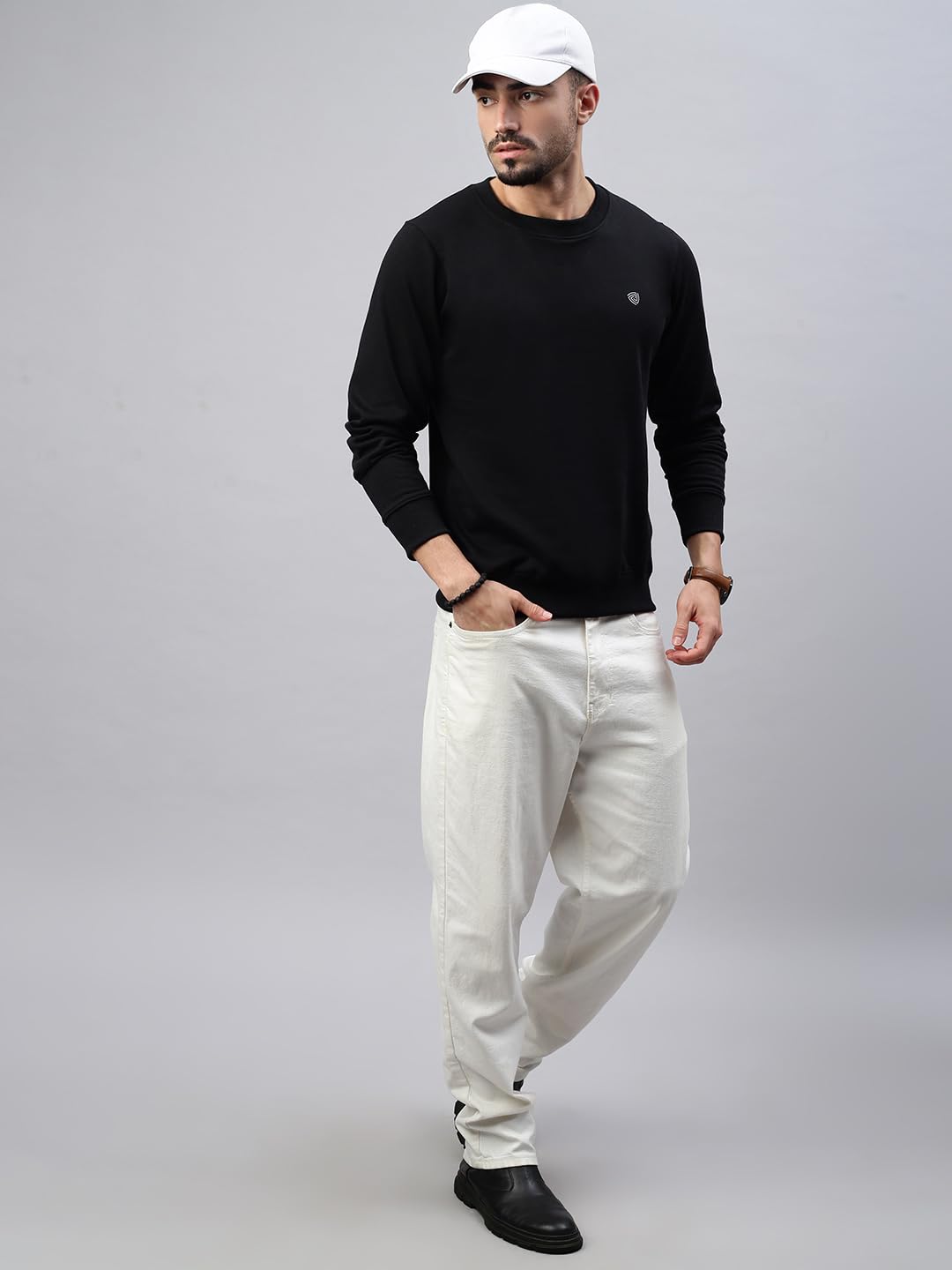 Lux Cozi Men's Cotton Crew Neck Full Sleeve Sweatshirt_COZI_3131_Sweatshirt_BLK_XL_1PC