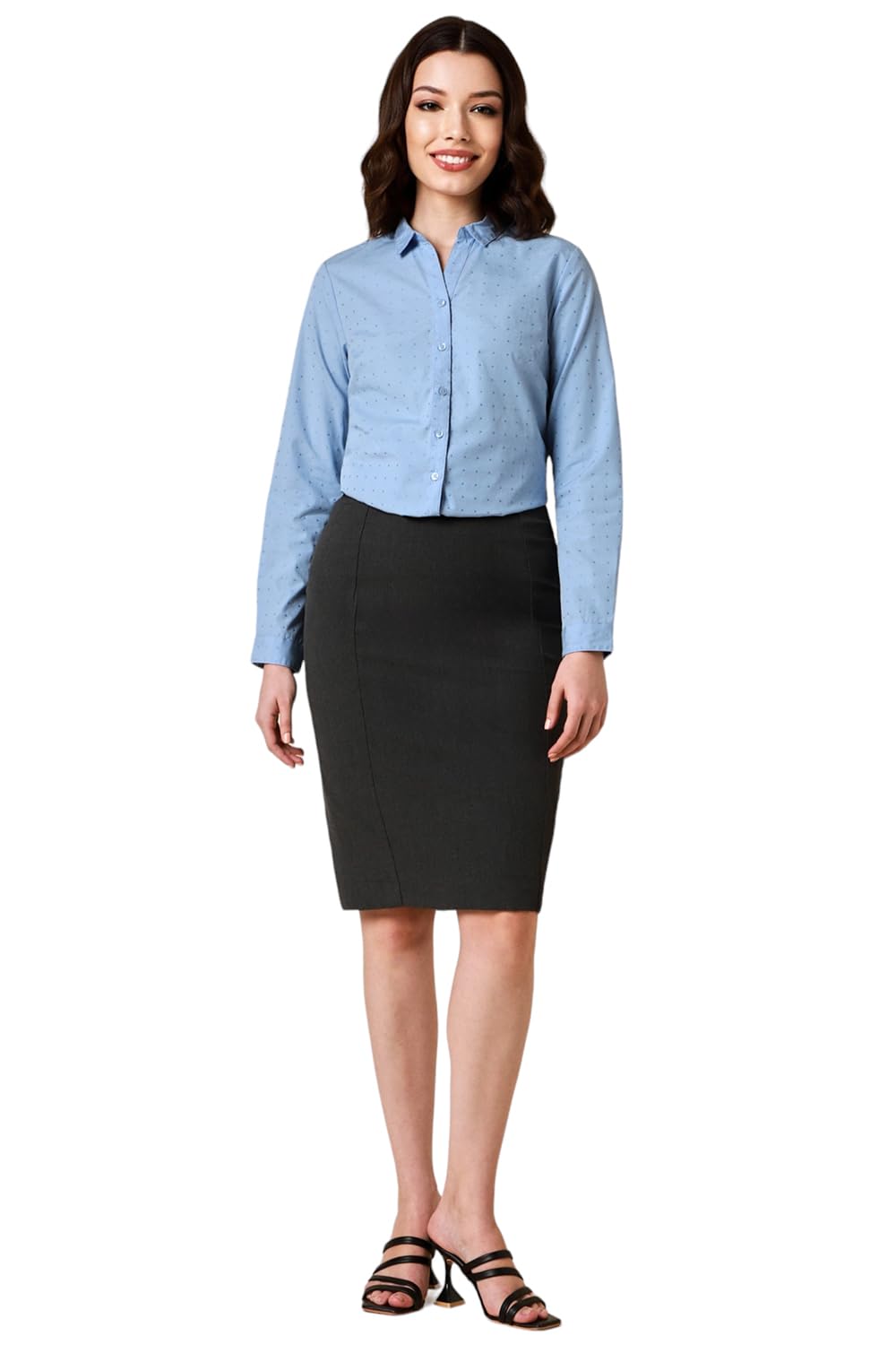 Allen Solly Women's Regular Fit Shirt (AHSFWRGFB54028_Blue