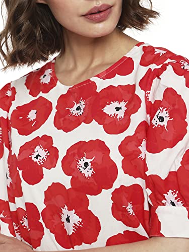 Vero Moda Women's Cotton Shift Midi Dress (10297151-Poppy Red_Poppy M)