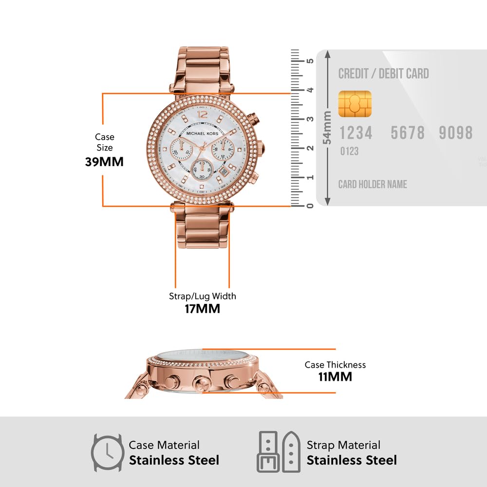 Michael Kors Parker Analog White Dial Gold Band Women's Stainless Steel Watch-MK5491