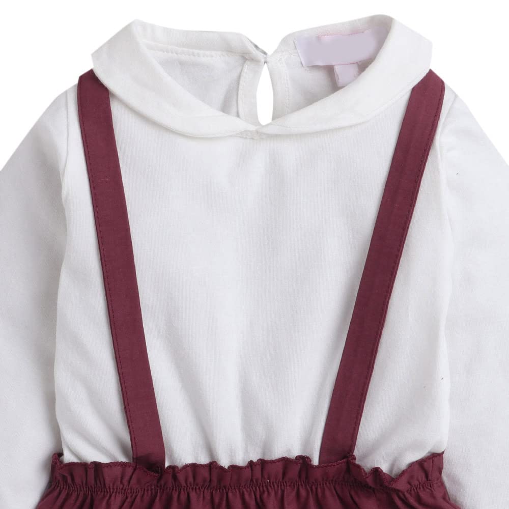 Hopscotch Baby Girls Knee Length Casual Dresses in White Color for Ages (12-18 Months)