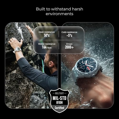 Noise Endeavour Pro (Smartchoice) Outdoor Rugged Military Smart Watch, Dual-Band GPS, 164ft Water Resistance, 28 Days Battery on Standby, AI Companion, for iOS & Android (Driftstone Beige)