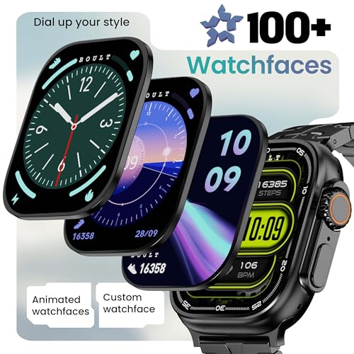 GOBOULT Newly Launched Crown Pro Smart Watch 2.01'' AMOLED, BT Calling, Working Crown, Zinc Alloy Frame, AI Voice Assistant, SpO2 Monitoring, 120+ Sports Mode (Metal Black)