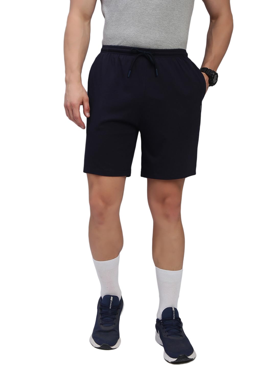 Lux Cozi Men's Cotton Regular Fit Solid Shorts with Side Pockets_COZI_2141_NB_M_1PC Navy