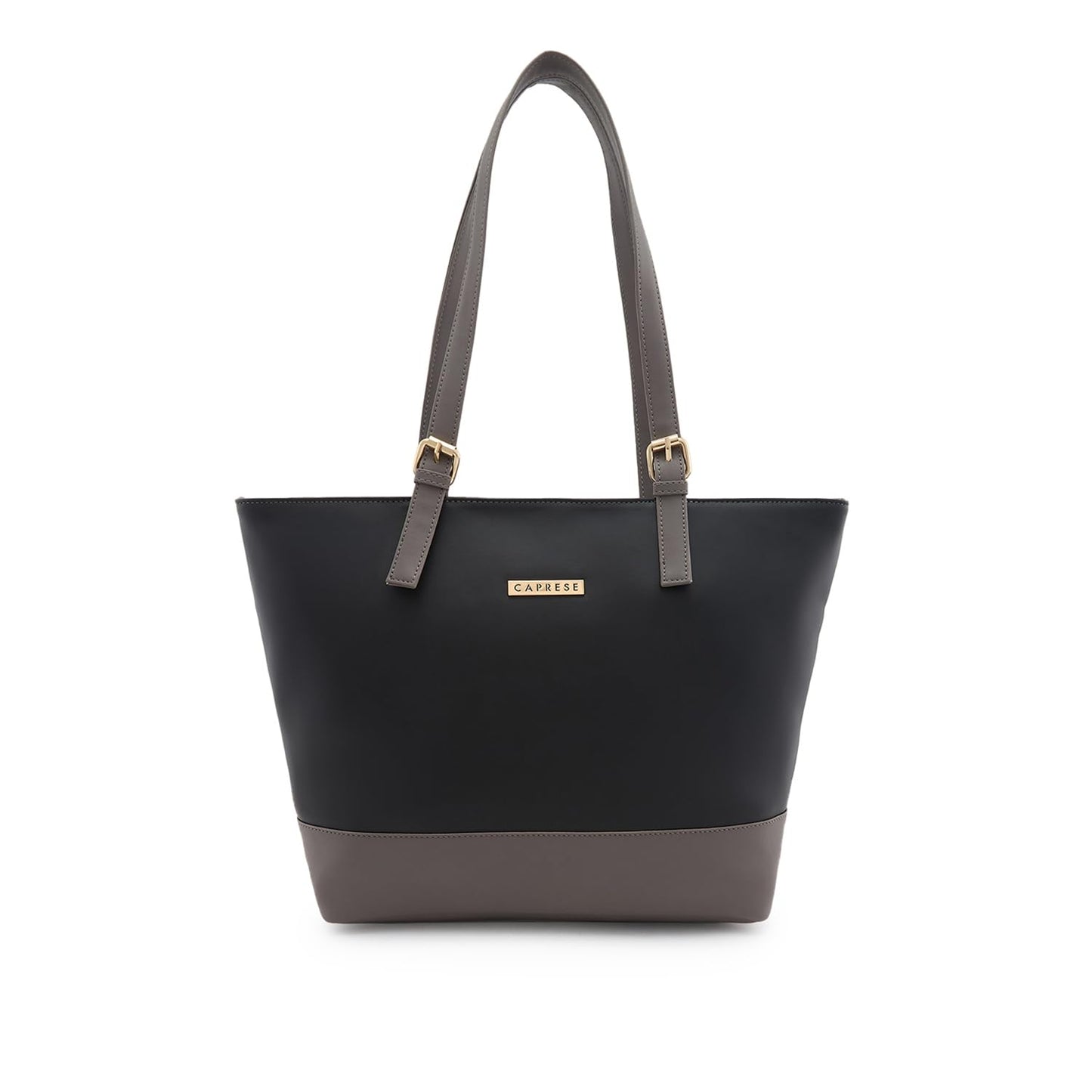 Caprese Brickly Tote Medium Black Shoulder Bag for Women Stylish, Spacious Design, Multi-Compartment, Durable, Comfortable Straps for Work, Travel, Shopping & Daily Use