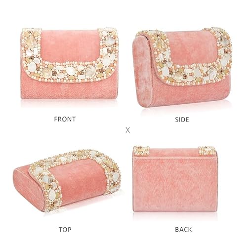 aiZ Bridal Accessories Clutch Purses for Women Handmade Wedding Evening Handbags Elegant Party Bridal Clutch for all occasions (Pink)
