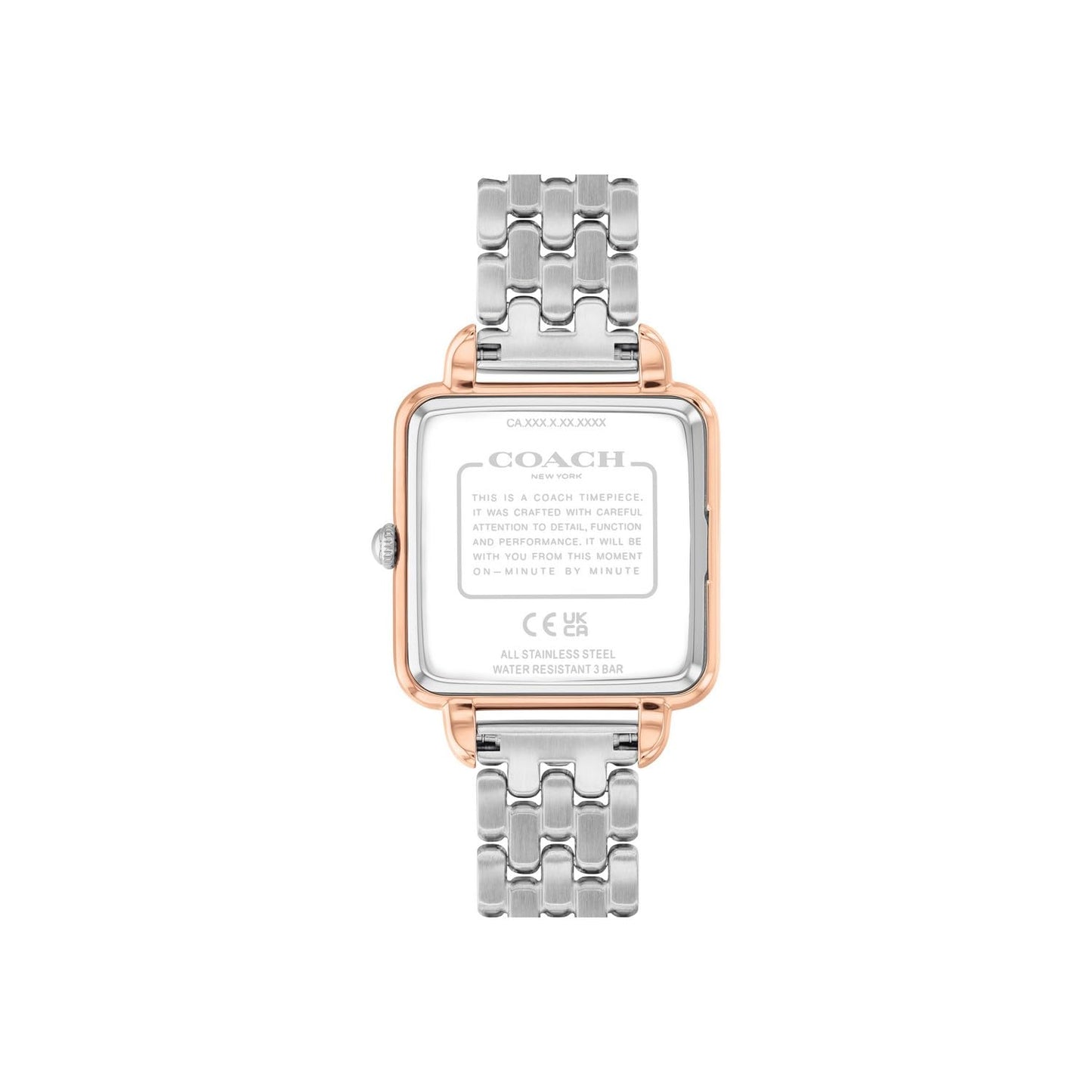 Coach Cass Qtz Basic Slim Coffee Brown Square Dial Women's Watch|Stainless Steel & Ionic Plated Rose Gold Steel Material|Rose Gold Color Band - 14504543