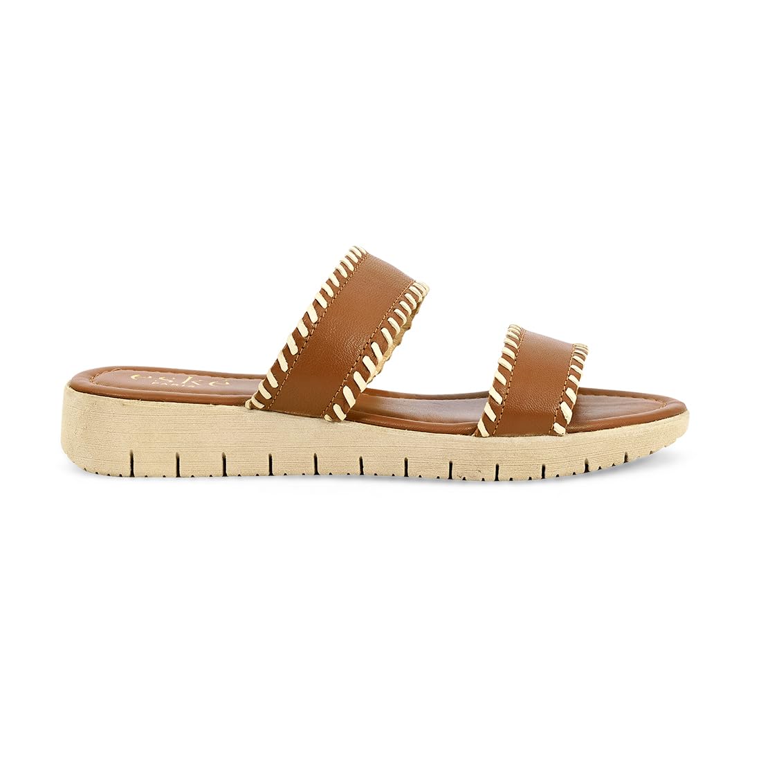 eske Yoda Women’s Leather Slide Sandals – Soft Cushioned Insole – Woven Double Strap Slip-On Flats – Comfortable Daily Wear Sandals for Women – TPR Outsole