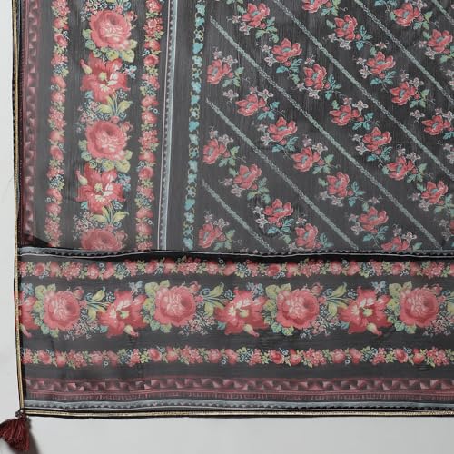 BIBA WOMEN PRINTED STRAIGHT SALWAR KURTA DUPATTA(SKDPOSHINA9037_BLACK_40)