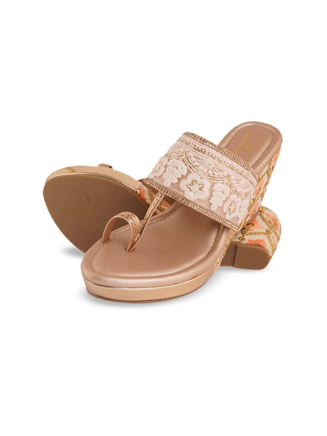 pelle albero Pink & Rose Gold Party Wedge Sandals PA-GF-42_SULTAN