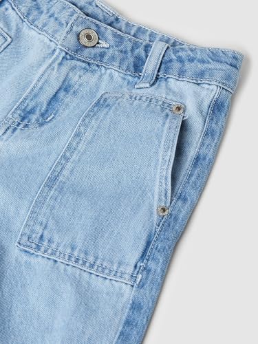 Max Girls Washed Wide Leg Jeans(Blue_2-3 Y)