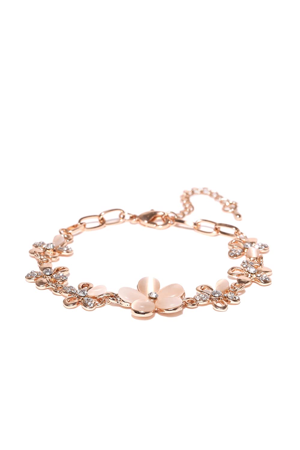 YouBella Jewellery Bracelets for Women Stylish Rose Gold Plated Crystal Bracelet Bangle Jewellery for Girls and Women (Floral)