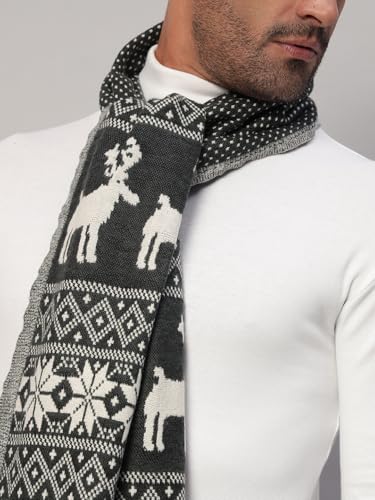 Ravaiyaa - Attitude is everything Deer Pattern Muffler Winter Woolen Scarf Men's Casual Soft And Warm Maffler70 x12 (Grey)