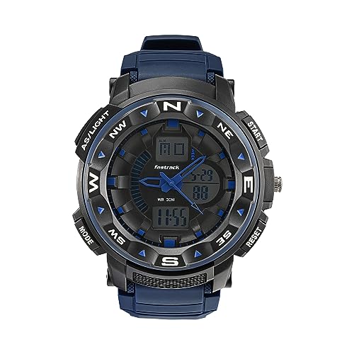 Fastrack Quartz Analog Digital Black Dial Blue Plastic Strap Unisex Watch - NT38076PP05W