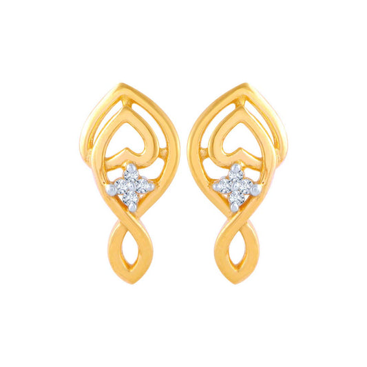 P.C. Chandra Jewellers 14k (585) Yellow Gold and American Diamond Stud Earrings for Women