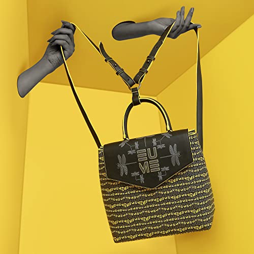 EUME Petal Tail Handbags for Women, Black | Stylish Ladies Purse for Women | Vegan Leather Dragonfly UV Printed | Messenger Bag | Tote Bags for Women | Designer Ladies Purse |