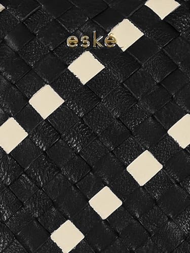 eske Paloma Genuine Leather Braided Tote Bag For Women (Vanilla Black)