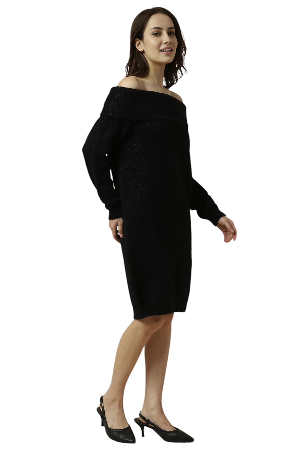 Allen Solly Women's Nylon Modern Knee-Length Dress