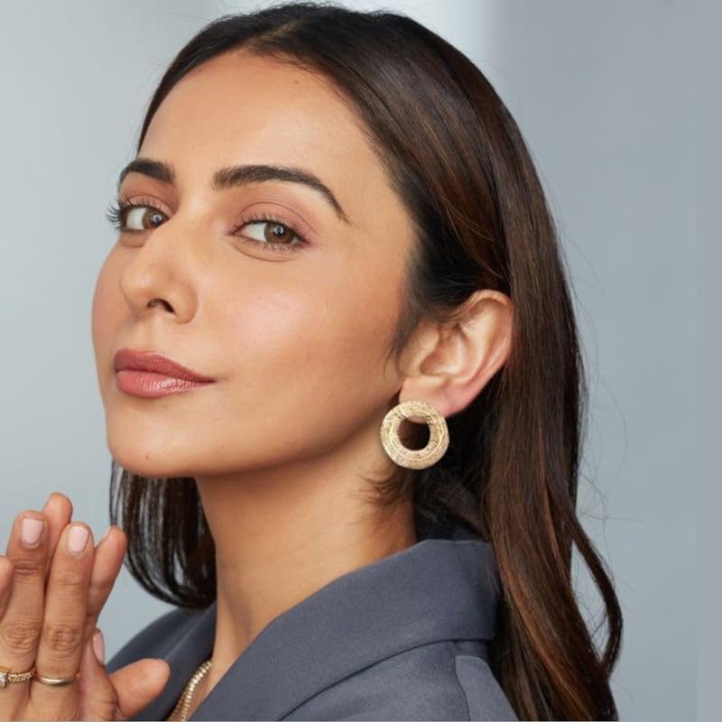 Accessher Aesthetic Cream Coloured Circular Statement Earrings/Handmade Polymer Clay Earrings for Women and Girls