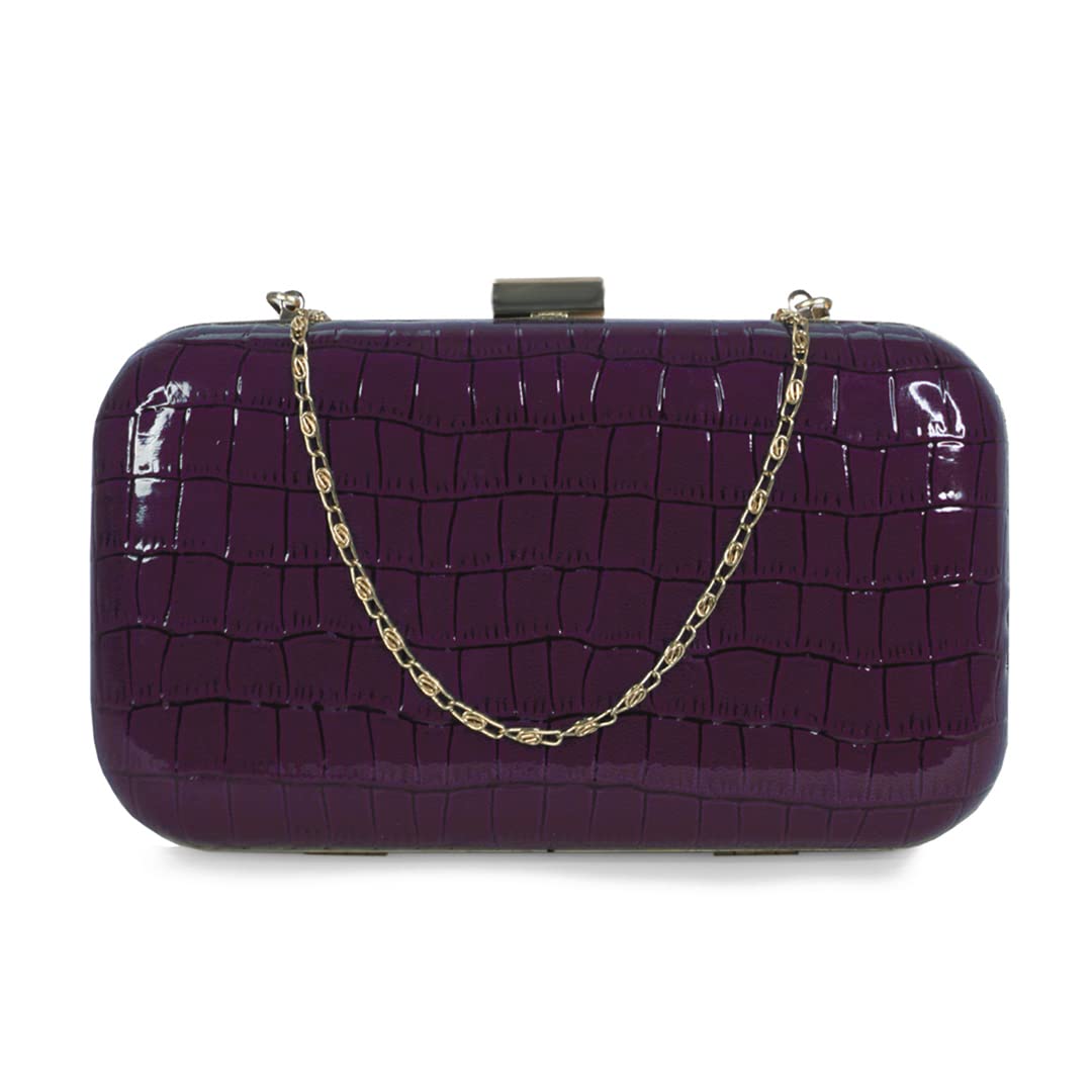 Modern Myth Fearless Purple Faux Croco Skin Party Clutch for Women