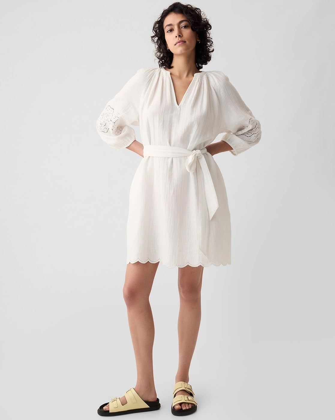 GAP Women's Cotton A-Line Above The Knee Casual Dress (442528436_offwhite_Off White