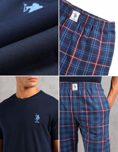 U.S. POLO ASSN. Mens Solid Cotton Sleep Sets(Navy|Navy M