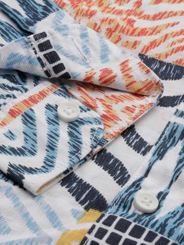 Boys White Print Casual Shirt