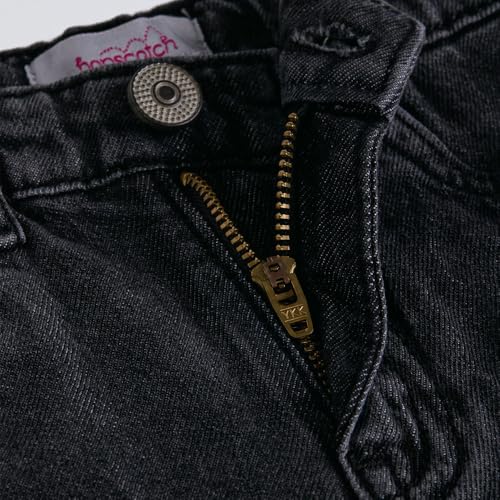 Hopscotch Girls Cut & Sew Heart Panel Cotton Jeans in Black Color for Age (4-5 Years)