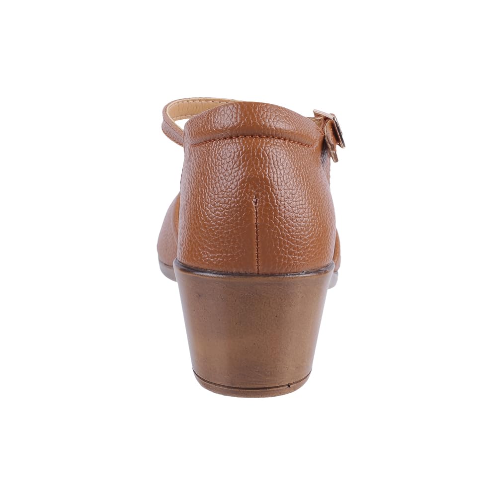 Mochi Women Tan Block Heel D'orsay Sandal UK/5 EU/38 (31-50)