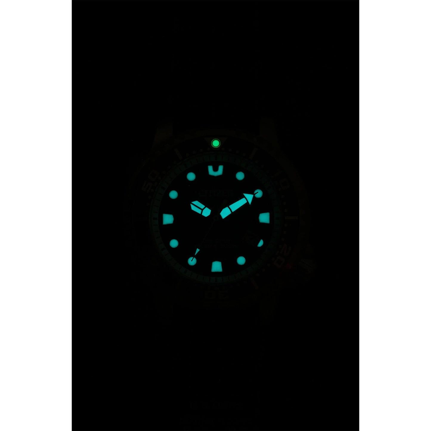 Citizen Eco-Drive Analog Men's Green Dial - Rubber Band Watch Powered by Light Promaster-Bn0159-15X