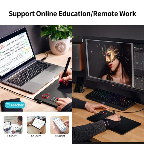 VEIKK A15PRO Graphic Drawing Pen Tablet 10 * 6 inch with 12 Hotkeys and a Quick Dial Support Windows, Mac, Linux, Tilt Pressure (8192 Level Pressure Battery -Free Stylus) (Red)