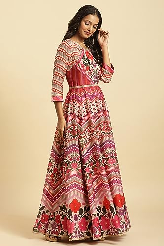 Wishful by W Women's Polyester Dress & Dupatta (23AUSP11442-122624_Multicolour