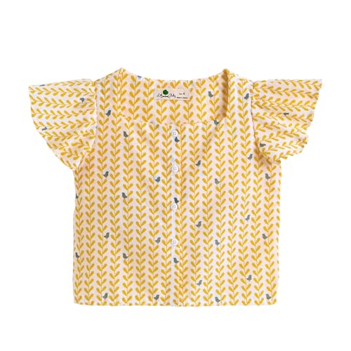 Hopscotch Girls Short Sleeves Graphic Print Yellow Blouse for Ages (4-5 Years)