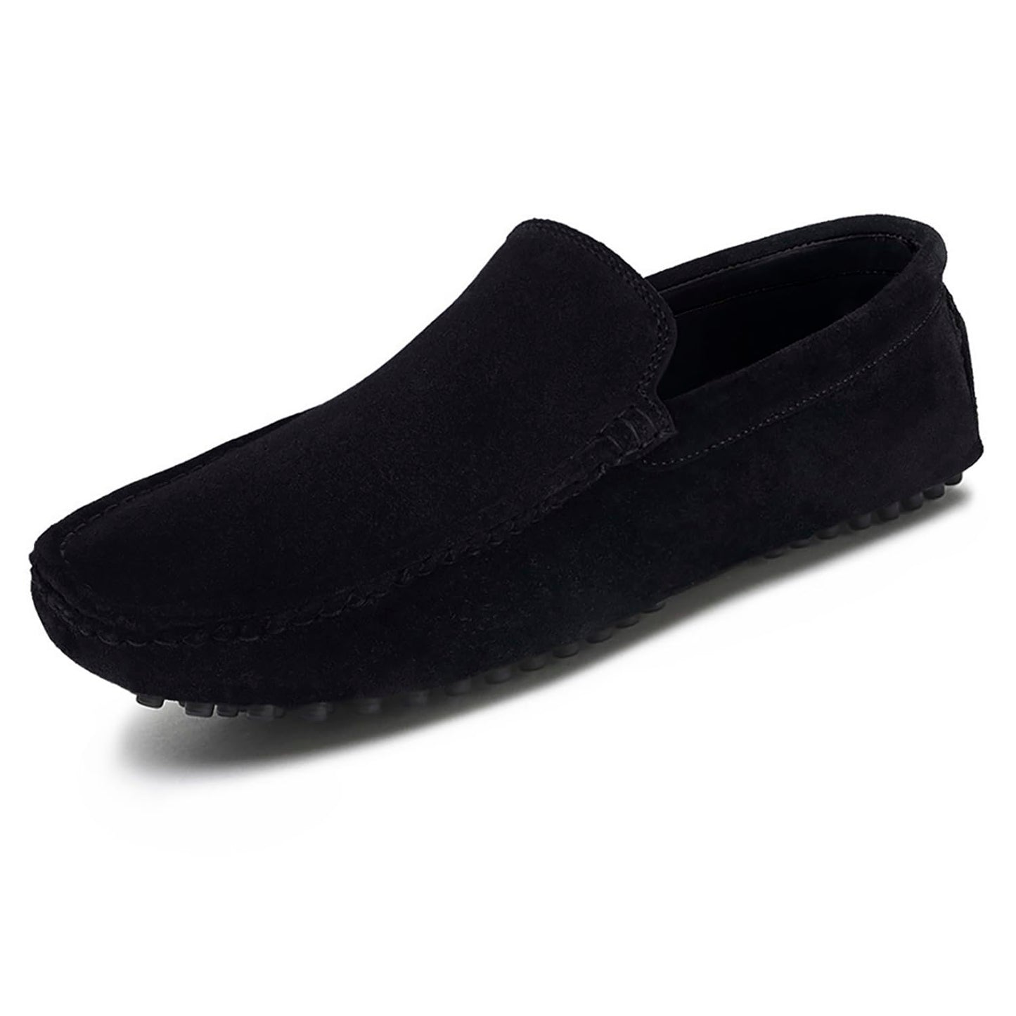 LOUIS STITCH Men's Obsidian Black Italian Suede Leather Driving Loafer Moccasins Casual Loafers for men (ITSUP-) (Size- 8 UK)