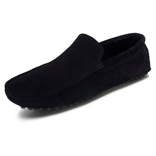 LOUIS STITCH Men's Obsidian Black Italian Suede Leather Driving Loafer Moccasins Casual Loafers for men (ITSUP-) (Size- 8 UK)