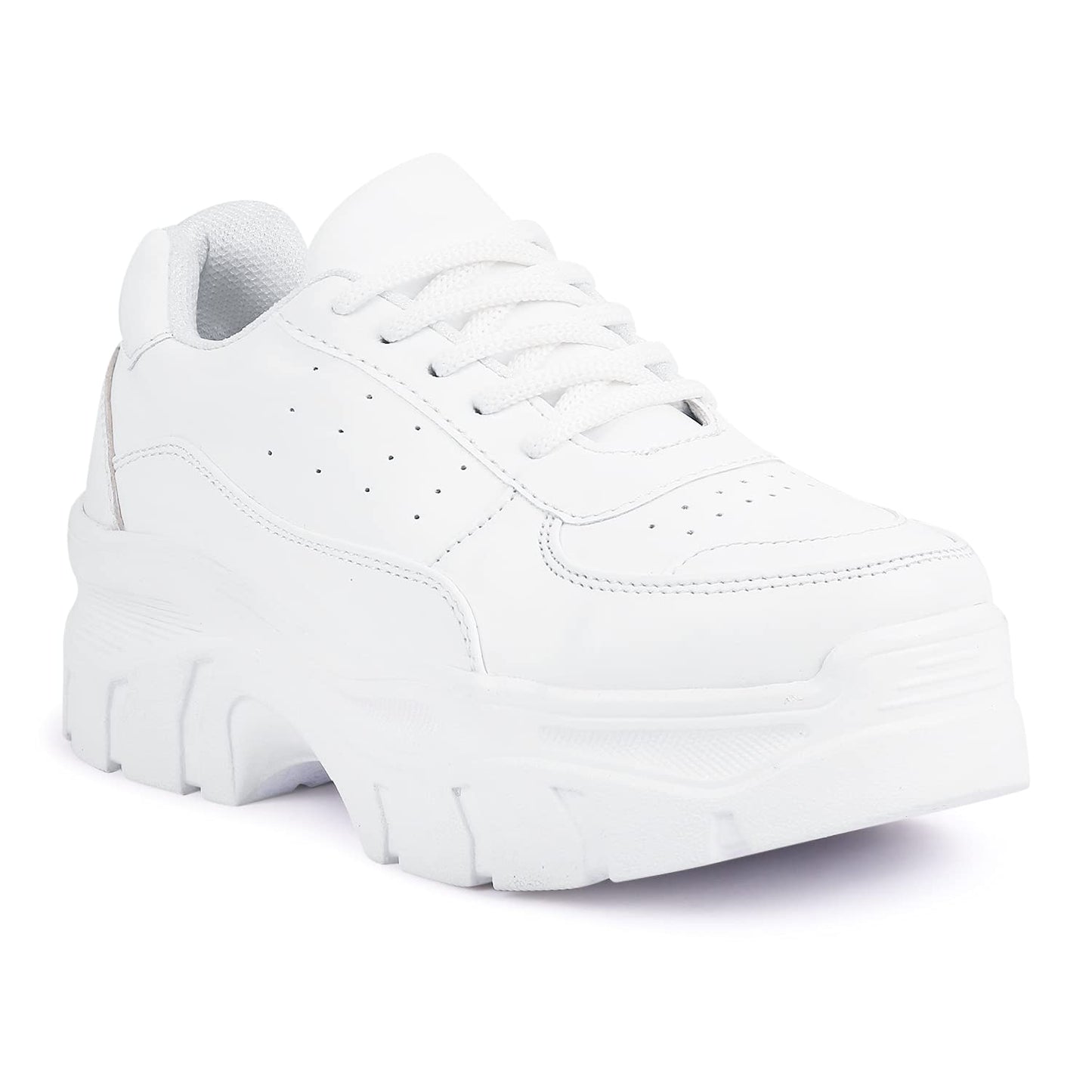 LENSBURY Women's Shoes for Walking Gym Training, Casual, Sports, Slip-On, Lightweight Lace up Athletics Slipon Running Sneaker for Ladies and Girls LBCNV6050WT-36 White