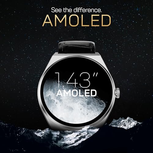 Fire-Boltt Phoenix Nova Smartwatch 1.43” Slim Super AMOLED Display, 466x466 Pixel Always-On Display, Bluetooth Calling, Health Tracker for Men & Women Shadow Black