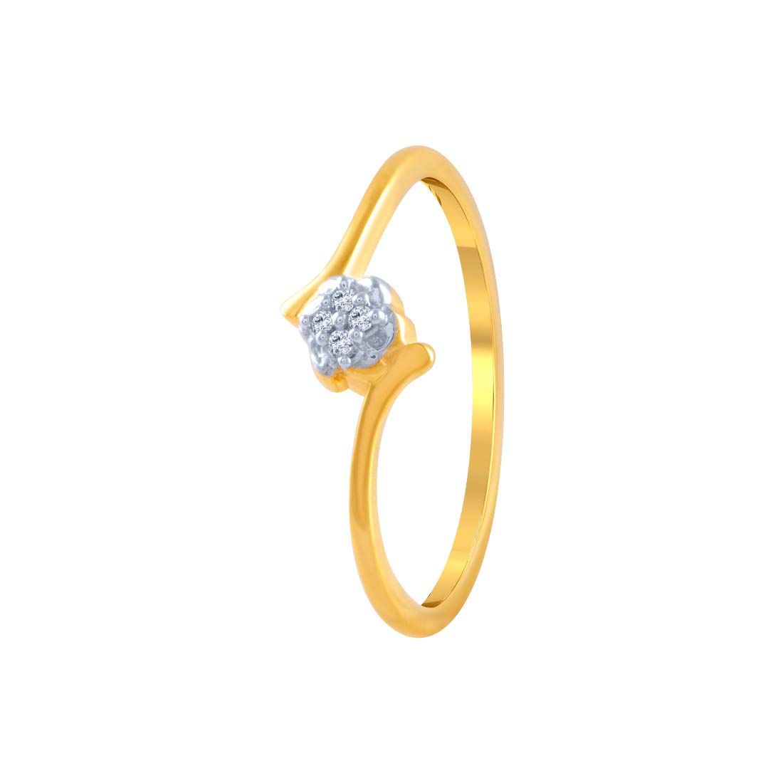 P.C. Chandra Jewellers Women's Metal Yellow-Gold 14k (585) Yellow Gold and American Diamond Ring - 0.993 Grams