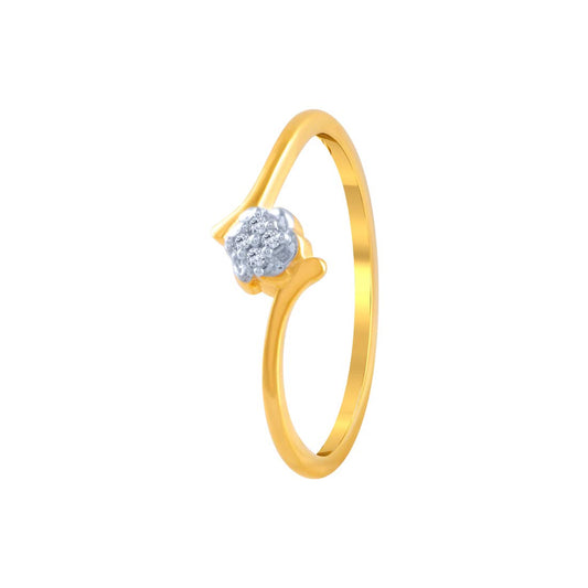 P.C. Chandra Jewellers Women's Metal Yellow-Gold 14k (585) Yellow Gold and American Diamond Ring - 0.993 Grams
