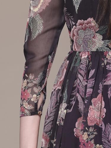 Aarke Ritu Kumar Black Moonflower Embroidered Long Dress