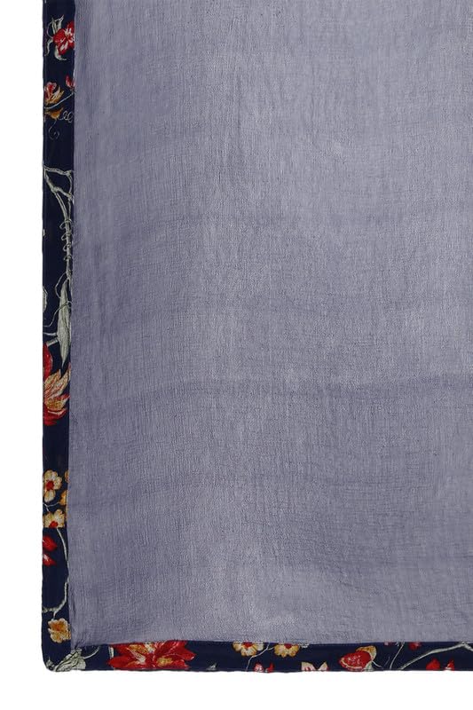 Soch Womens Blue Botanical Print Chinon Angrakha Suit Set with Dupatta