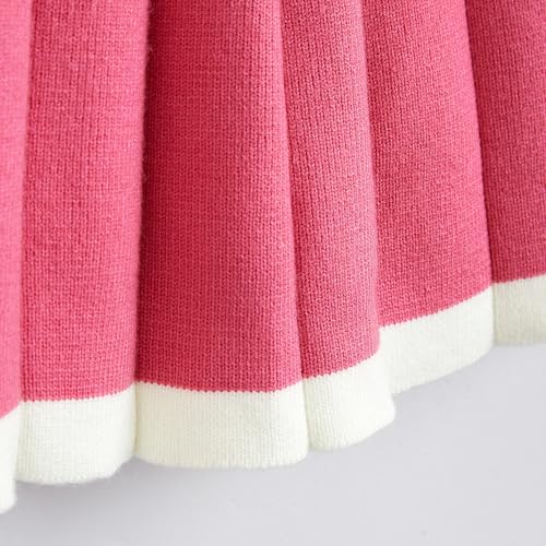 Hopscotch Girls Full Sleeves Pink 2-Pc Floral Applique Sweater & Skirt (18-24 Months)
