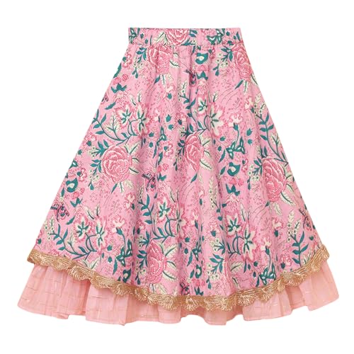 Hopscotch Girls Cotton Ethnic Sets In Pink Color For Ages 13-14 Years (0PT-4518713)