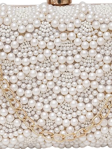FABBHUE Women's Velvet White Hand Embroidery Box Clutch Purse