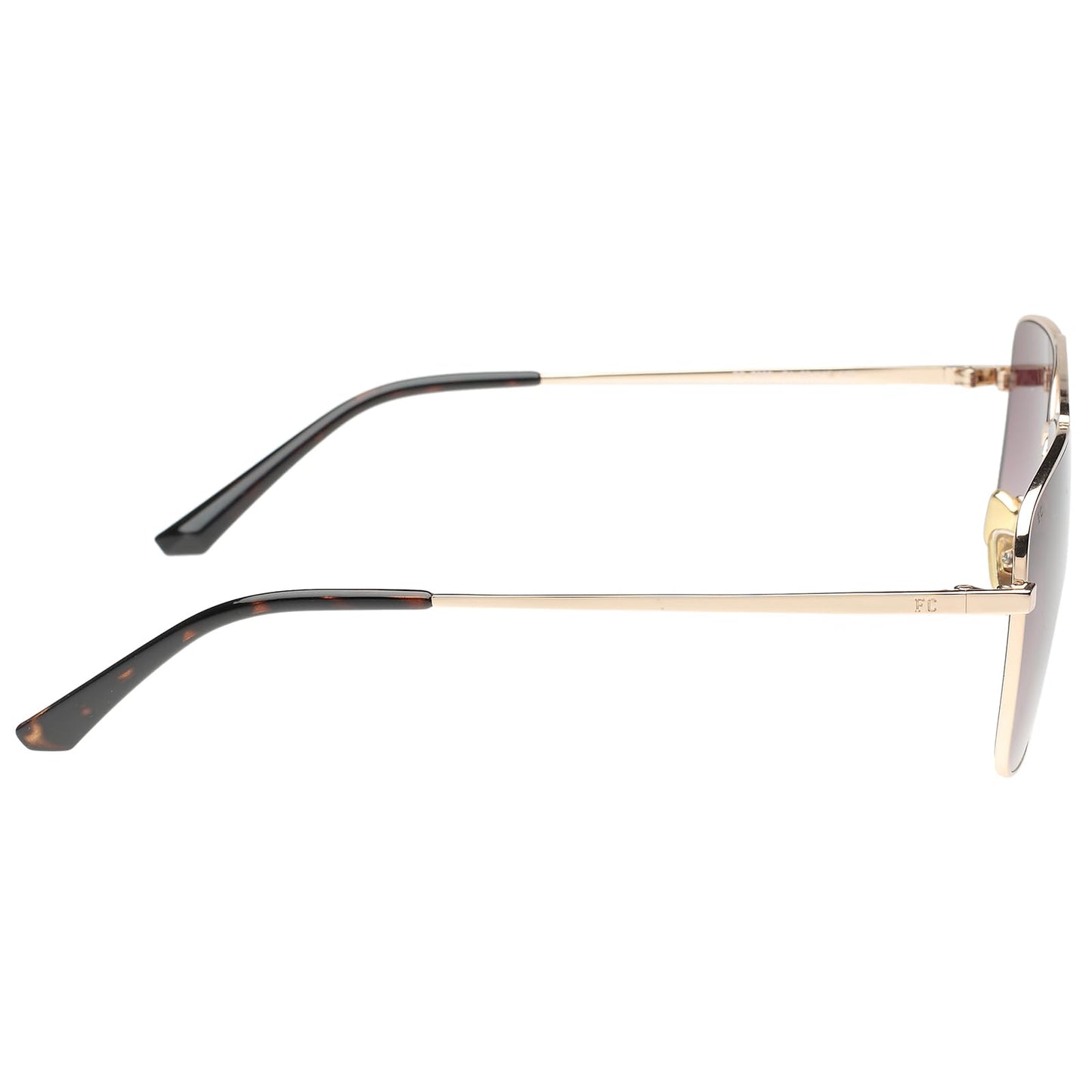 French Connection|Gold Full Frame Square Sunglasses|100% UV Protected (Uv 400) Brown Gradient Faded Lens|Men's|Large|FC 7635 C1 S