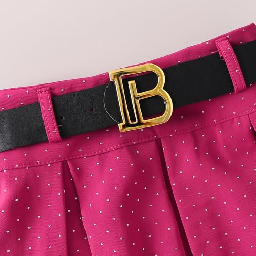 Hopscotch Girls Full Sleeves Pink 2-Pc Textured Fabric Collared Jacket & Skirt For Ages (4-5 Years)