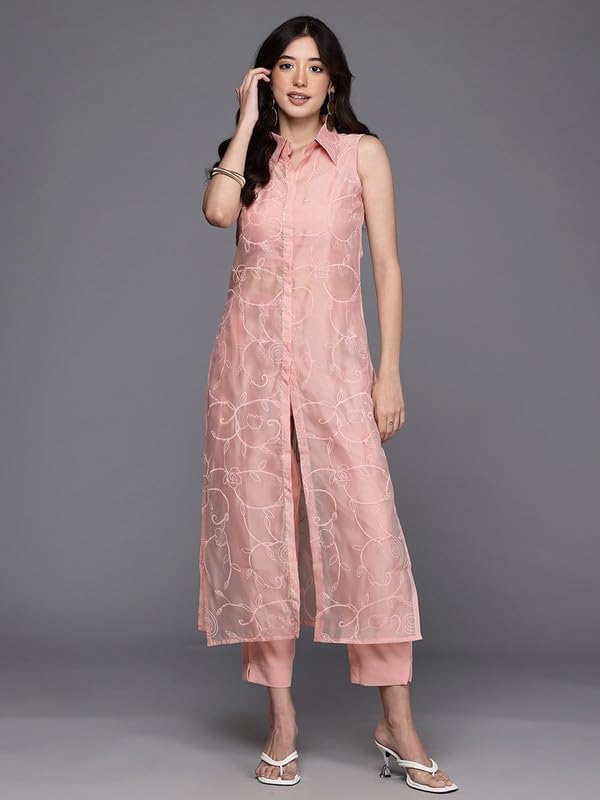 Ahalyaa Women's Polyester Kurta Set (AHKUPNTP-COMBO-1119_Pink