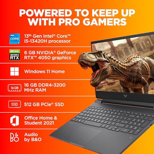 HP Victus, 13th Gen Intel Core i5-13420H, 6GB RTX 4050 (16GB DDR4, 512GB SSD) FHD, 144Hz, IPS, 15.6"/39.6cm, Win11, Office21, Mica Silver,2.3kg, fa1319TX/2701tx, Backlit,Enhanced Cooling Gaming Laptop