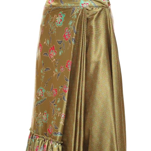 BIBA Women Cotton Blend Printed Straight Saree (Skdassorted9114_Green_38)