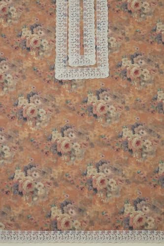 Soch Womens Rust Linen Floral Print Unstitched Dress Material With Pearl